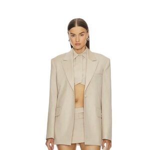 Aya Muse Lacun Jacket Blazer Beige 100% Wool OverSize Fit XXS